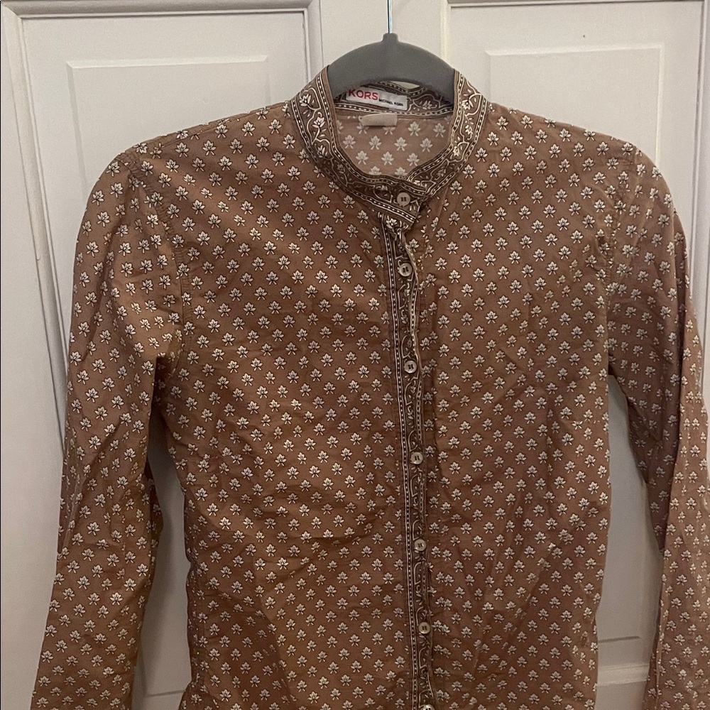 Vintage Michael Kors Brown Floral Button-Up Shirt